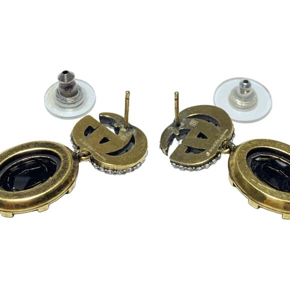 GUCCI Double G-Gold Hardware Color Stone Rhinestones Earrings br267-112025 - Picture 2 of 3